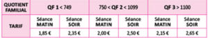 Tarifs accueil periscolaire