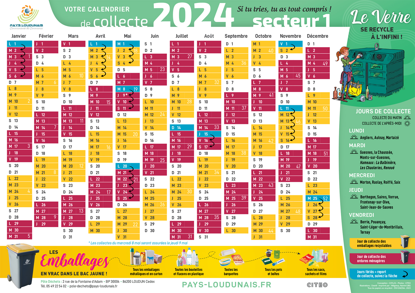 Calendrier 2024 de la collecte des ordures ménagères